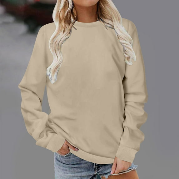 HomeGardon Women Shirts Saving Womens Casual Long Sleeve Sweatshirt Crew Neck Cute Pullover Relaxed Fit Tops, Solid Sweatshirt for Women Loose Fit Tunic Top Fall Clothes Basic Tee Shirts