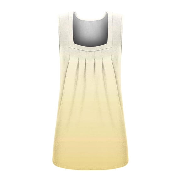 HomeGardon Women Vest Top Womens Tank Tops Summer Tank Tops for Women Fade Color Casual Loose Fit Pleated Square Neck Sleeveless Tank Tops Curved Hem Flowy Orange,S-XXL