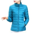thumbnail image 1 of HomeGardon Women's Jackets Ultra-Light Plus Size Thin Down Jacket Women Slim Short No Hooded Warm White Duck Down Coat Women Outerwear Navy,L-XXXXXL, 1 of 4