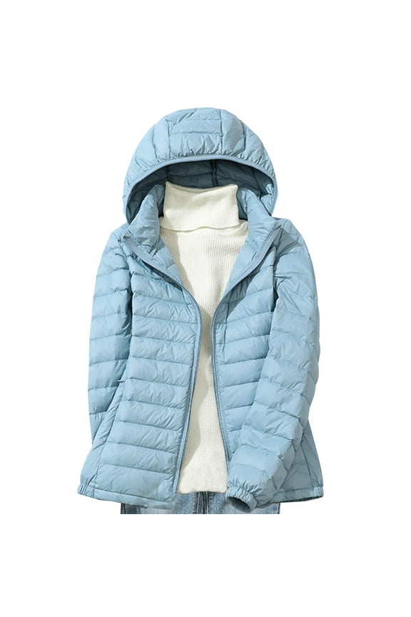 Women's Jackets Women's Down Jacket Plus Size Lightweight Hooded Short Korean Style Extra Large Size Plus White Down Warm Jacket Blue,M-XXXXL