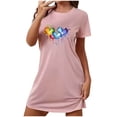 thumbnail image 1 of HomeGardon Women's Sleepwear Nightgowns for Women,Fashion Print Medium Length Dress Oversized Short Nightgown Fashion Chest Print Short Sleeve Nightdress,S-XXL, 1 of 5