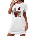 thumbnail image 1 of HomeGardon Women's Sleepwear Nightgowns for Women,Fashion Print Medium Length Dress Oversized Short Nightgown Fashion Chest Print Short Sleeve Nightdress,S-XXL, 1 of 5