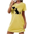 thumbnail image 1 of HomeGardon Women's Sleepwear Nightgowns for Women,Fashion Print Medium Length Dress Oversized Short Nightgown Fashion Chest Print Short Sleeve Nightdress,S-XXL, 1 of 6