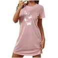 thumbnail image 1 of HomeGardon Women's Sleepwear Nightgowns for Women,Fashion Print Medium Length Dress Oversized Short Nightgown Fashion Chest Print Short Sleeve Nightdress,S-XXL, 1 of 6