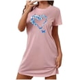 thumbnail image 1 of HomeGardon Women's Sleepwear Nightgowns for Women,Women's Oversized Short Nightgown Fashion Chest Print Short Sleeve Nightdress,S-XXL, 1 of 7