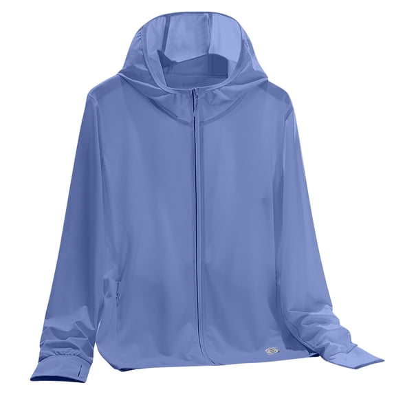 HomeGardon Women's Sun Protection Jacket Women's Summer Reflective Solid Color Breathable Hooded Sunscreen Clothing M-XXXXL