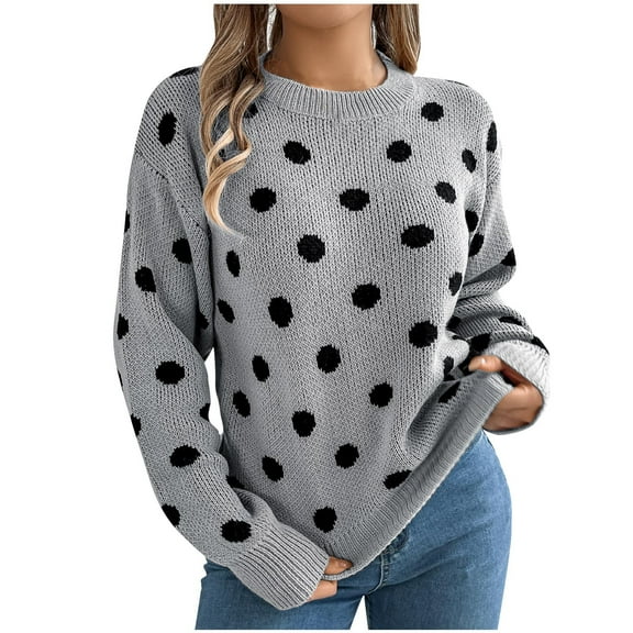 HomeGardon Women's Sweaters Sweaters for Women Round-Neck Long Sleeve Knit Sweater Blouse