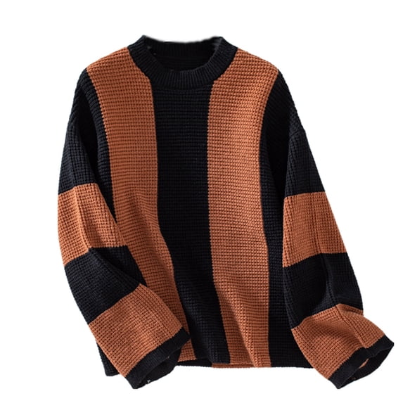 HomeGardon Women's Sweaters Sweaters for Women Winter Loose Striped Knitted Long Sleeve Round Neck Sweater Top