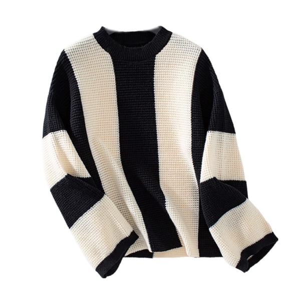 HomeGardon Women's Sweaters Sweaters for Women Winter Loose Striped Knitted Long Sleeve Round Neck Sweater Top
