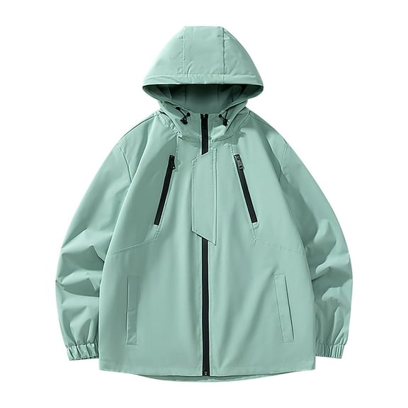 HomeGardon Women's Waterproof Rain Jacket Women's Hooded Jacket Outdoor Climbing Wear Sports Solid Color Hardshell Jacket L-XXXXL