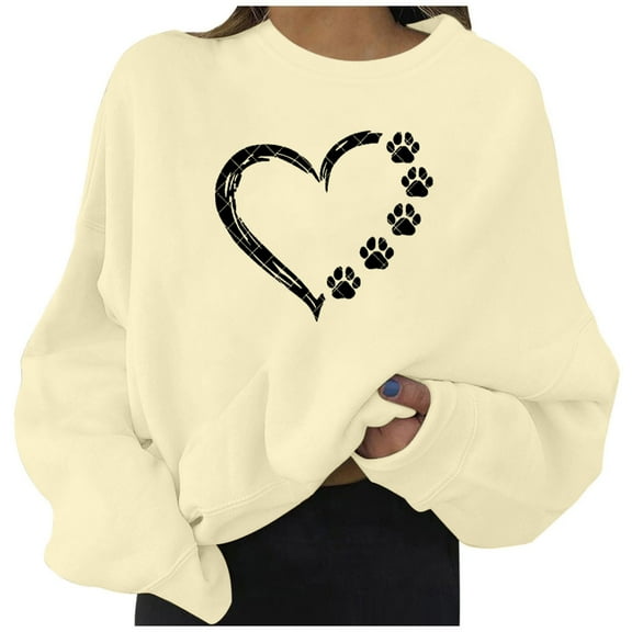 HomeGardon Womens Blouses Shirts Women Long Sleeve Graphic Printed Sweatshirts Round Neck Sports Casual Pullover Loose Lightweight Drop Shoulder Blouse Tops Black,S-XXL