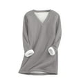 thumbnail image 1 of HomeGardon Womens Blouses Shirts Summer Clearance! Women's Winter Warm Sherpa Lined Fleece Casual Crewneck Sweatshirt Pullover Loungewear Tunic Tops,Womens Cute Long Sleeve Thermal Shirts S-5XL, 1 of 4