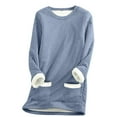 thumbnail image 1 of HomeGardon Womens Blouses Shirts Women's Winter Warm Sherpa Lined Fleece Casual Crewneck Sweatshirt Pullover Loungewear Tunic Tops,Womens Cute Long Sleeve Thermal Shirts S-5XL, 1 of 1