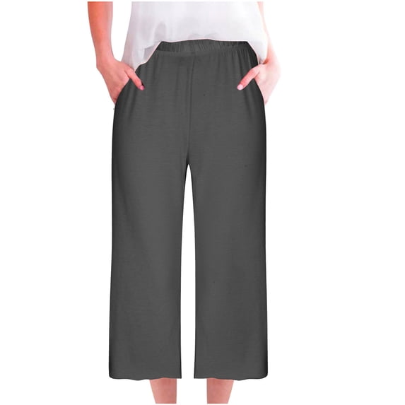 HomeGardon Womens Capris Pants,Pants for Women Printed Pants with Pockets Casual Home 7/10 Pants,S-XXL