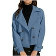 thumbnail image 1 of HomeGardon Womens Jackets Clearance! Cropped Trench Coat for Women Long Sleeve Double Breasted Notched Lapel Casual Loose Fit Jackets with Pockets, Fall Fashion Leisurewear Short Blazer Jackets S-XXL, 1 of 7