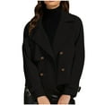 thumbnail image 1 of HomeGardon Womens Jackets Clearance! Cropped Trench Coat for Women Long Sleeve Double Breasted Notched Lapel Casual Loose Fit Jackets with Pockets, Fall Fashion Leisurewear Short Blazer Jackets S-XXL, 1 of 7