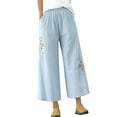 thumbnail image 1 of HomeGardon Womens Linen Pants Womens Wide Leg Pants,Summer All Ethnic Style Embroidered Disc Buckle Cotton Linen Solid Color Elastic Waist Loose Straight Leg Pants,M-XXXXXL, 1 of 3