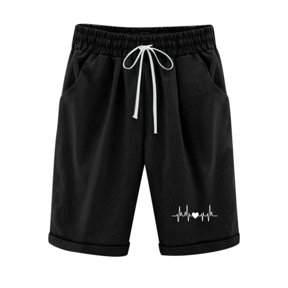 HomeGardon Womens Linen Shorts Shorts for Women,Summer Printed Five Points Large Size Cotton Linen Pants Casual Shorts,S-XXL