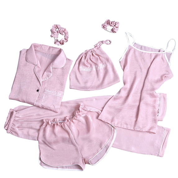 HomeGardon Womens Pajamas Sets Summer Savings Clearance!Pajamas for Women,Women's Homewear Pajamas Sets Faux Silk Pyjama Nightwear Sleepwear PC Sets,M-XL