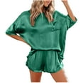 thumbnail image 1 of HomeGardon Womens Pajamas Sets Pajamas for Women,Women's Solid Color Pajamas Home Two Piece Set Casual Fashion Short Sleeve Top+Shorts for Women,S-XL, 1 of 6