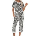 thumbnail image 1 of HomeGardon Womens Set Summer Clearance! Pajama Set Soft Printed Jammies for Women Soft V Neck Striped Capri Pajama Set Top and Capri Pj Lounge Sets Womens Capri PJs Sets Black S-XXL, 1 of 4