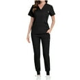 thumbnail image 1 of HomeGardon Womens Set Women's V-neck Short Sleeved Pocket Long Pants Protective Suit Set Short Sleeved V-neck Top/shirt, 1 of 6
