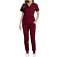 thumbnail image 1 of HomeGardon Womens Set Women's V-neck Short Sleeved Pocket Long Pants Protective Suit Set Short Sleeved V-neck Top/shirt, 1 of 6