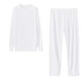 thumbnail image 1 of HomeGardon Womens Set Summer Clearance! Womens Sweatsuits Sets Long Sleeve Crewneck Top Wide Leg Pants Two Piece Outfits Women's Round Neck Long Sleeve Pants Sports Set White,S-XXL, 1 of 8