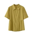 thumbnail image 1 of HomeGardon Womens Shirts Plus Size Tops for Women,Women's Summer Plus Size Solid Color Loose Shirts Fold Short Sleeve Turndown Collar Blouses,XL-XXXXL, 1 of 9