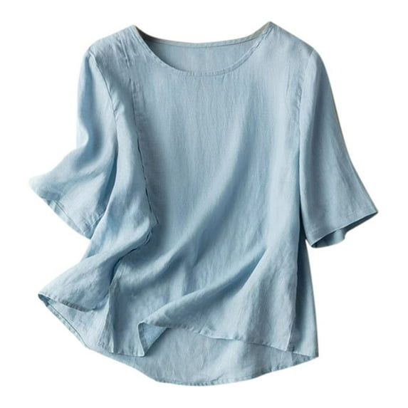 HomeGardon Womens Shirts Plus Size Tops for Women,Fashion Women's Summer 1/2 Sleeve Round-Neck Tank Top Comfy Regular,M-XXXXL