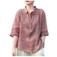 thumbnail image 1 of HomeGardon Womens Shirts Plus Size Tops for Women,Fashion Women's Summer 1/2 Sleeve Turndown Collar Solid Comfy Tank Top,M-XXXXL, 1 of 3