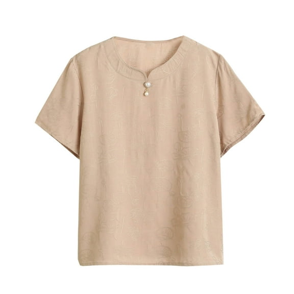 HomeGardon Womens Shirts Plus Size Tops for Women,Fashion Women's Summer Casual Solid Color Loose 1/2 Sleeve Round-Neck Top,XXXL-XXXXXL