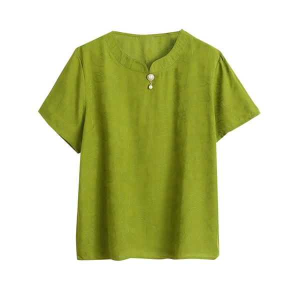 HomeGardon Womens Shirts Plus Size Tops for Women,Fashion Women's Summer Casual Solid Color Loose 1/2 Sleeve Round-Neck Top,XXXL-XXXXXL