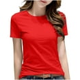 thumbnail image 1 of HomeGardon Womens Shirts Plus Size Tops for Women,Women's Solid Color Shoulder Short Sleeved Round Neck Casual Fashion Top,S-XXXXXL, 1 of 4