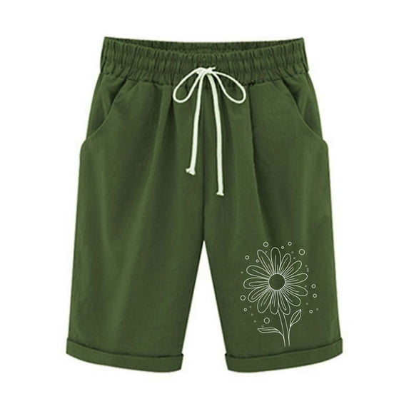 HomeGardon Womens Shorts Shorts for Women Printed Elastic Waist Drawstring with Casual Pockets Shorts,S-XXL