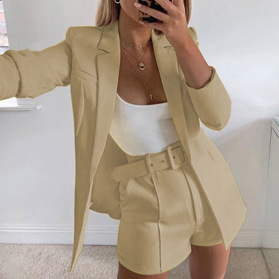 HomeGardon Womens Summer Cardigan Fall Fashion Women Sweater Blazer Casual Work Croppped Cardigan Lightweight Button Front Short Knit Blazer Jacket Lapel Collar Daily Jacket,S-XXL