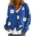 thumbnail image 1 of HomeGardon Womens Summer Cardigan Clearance! Women's Floral Knitted Daisy Sweater Cardigans Cotton Long Sleeve V Neck Loose Open Front Button Down Vintage Cottagecore Sweater Top,Orange S-XXL, 1 of 5
