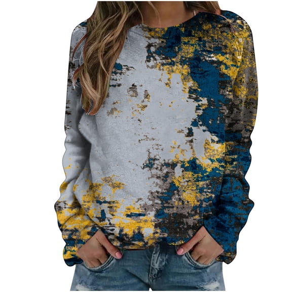 HomeGardon Womens Sweatshirt Crewneck Sweatshirts Women Women's Casual Print Sweatshirts Thermal Crewneck Long Sleeve T-Shirts Loos,S-XXXL