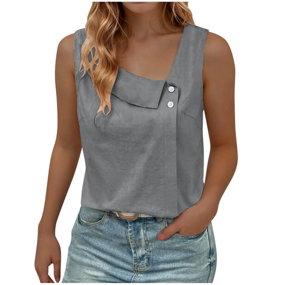 HomeGardon Womens T Shirts Tops for Women Casual Women's Round Neck Summer Solid Color Regular Women's Sleeveless,S-XXL