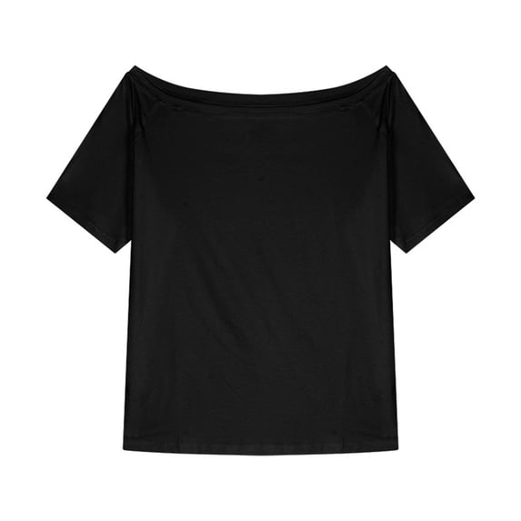 HomeGardon Womens T Shirts Tops for Women Fashion Women's Summer Short Sleeve Skew Neck Solid Tank Top Comfy Casual,S-XXL