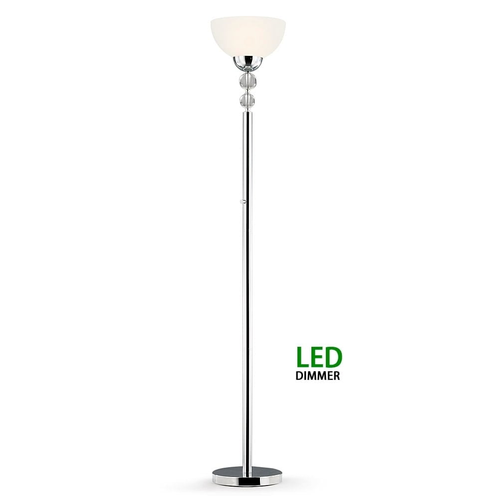 71'' Chrome and Frosted Glass LED Torchiere Floor Lamp
