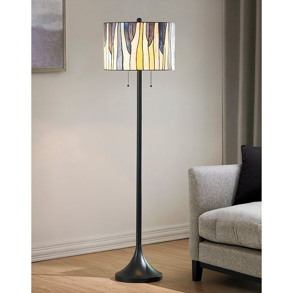 Barossa 61.5" Oil Rubbed Bronze Floor Lamp with Multicolor Glass Shade