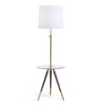 thumbnail image 1 of HomeGlam Premiere Antique Brass and Clear Glass Tripod Table Floor Lamp with Fabric Shade, 1 of 4