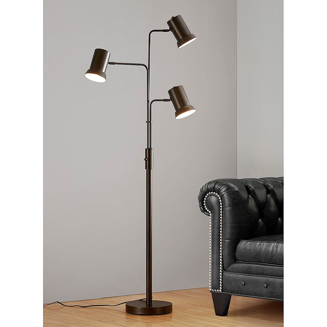 Arc Adjustable 73" Bronze Metal Floor Lamp with Swivel Arms