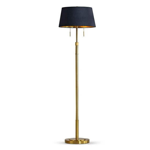HomeGlam The Grande 55"~66" Adjustable Floor Lamp_Antique Brass Empire_Blac/GoldShade