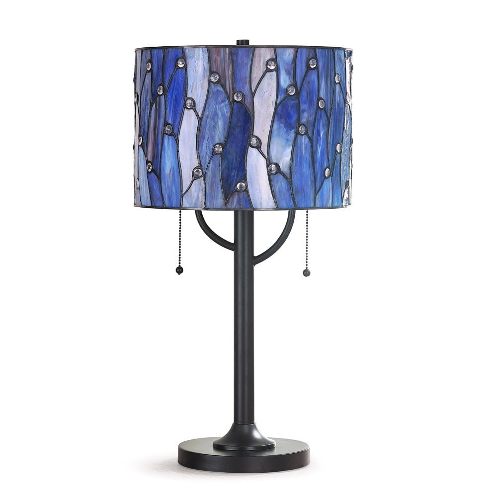 Vines Blue and Purple Stained Glass Tiffany Table Lamp