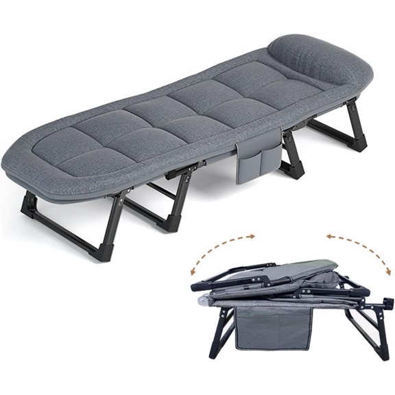 HomeHarbor Folding Camping Cot with High Resilience Foam Pillow, Heavy Duty Sleeping Cot with Reinforced Lumbar Support for Adults, Portable Guest Bed for Outdoor, Office Nap, and Home