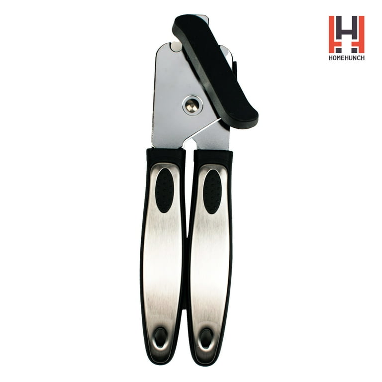 Can Opener, Manual Magnet Openers Smooth Edge, Stainless Steel Sharp Blade  with Big Turning Knob Handle, Bottle Opener Multifunction Black