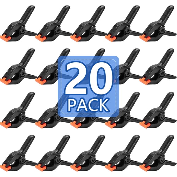 HomeJoy 20 Pack 4.5 inch Plastic Spring Clamps, Black Heavy Duty Clips, Backdrop Clips, Woodworking Clamps, Plastic Clamps for Crafts, Backdrop Stand, Woodworking, Photography