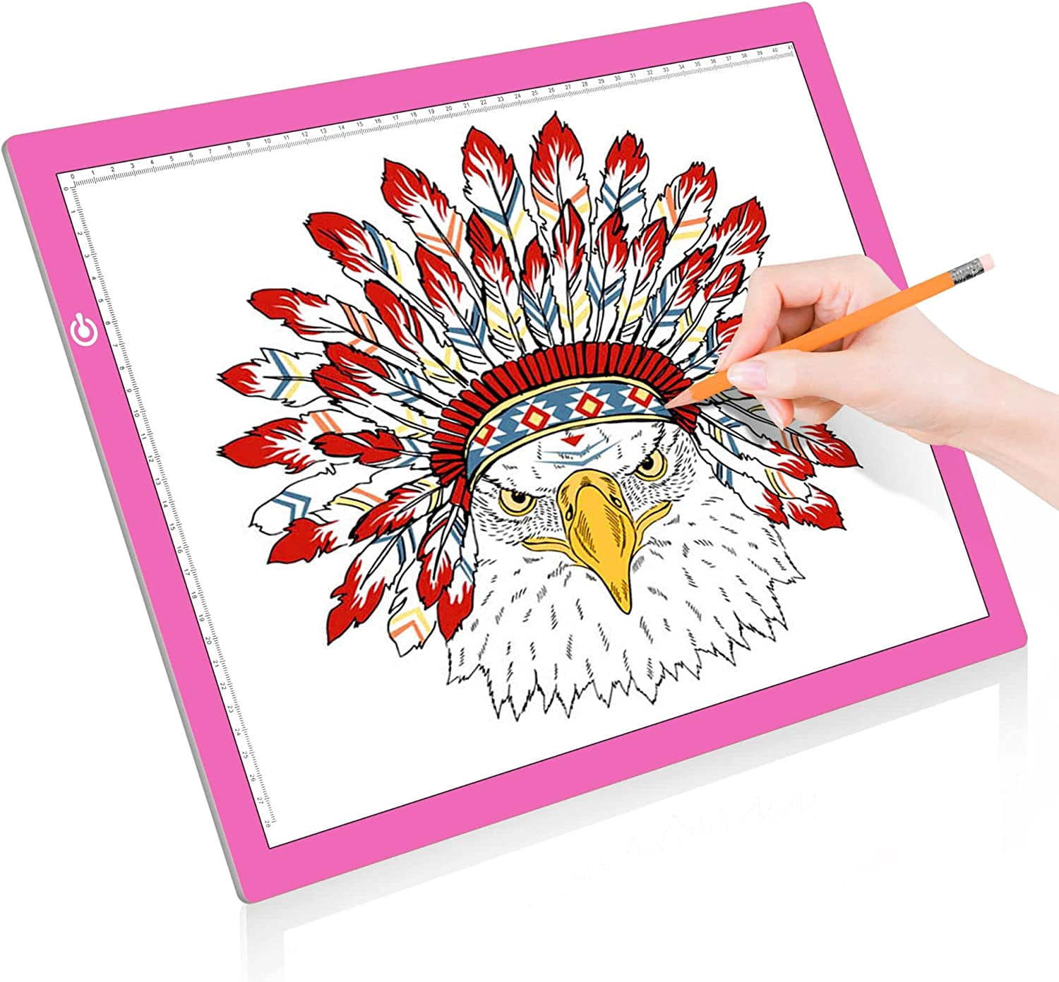 A3 LED Copy Board Light Tracing Box, Ultra-Thin Adjustable USB Power Artcraft LED Trace Light Pad for Tattoo Drawing, Streaming, Sketching, Animation, Stenciling (Pink)